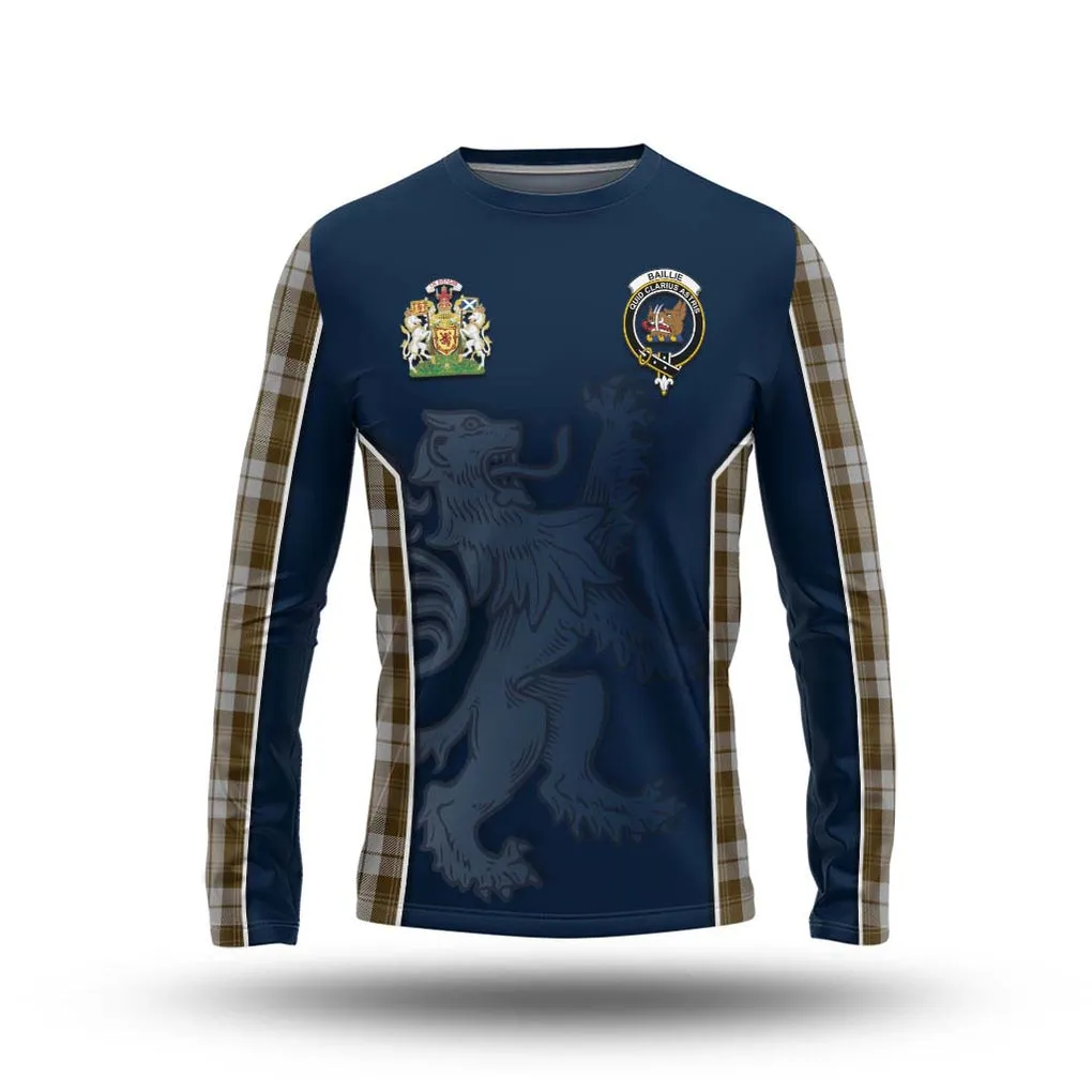 Baillie Dress Tartan Long Sleeve T-Shirt with Family Crest and Lion Rampant Vibes Sport Style