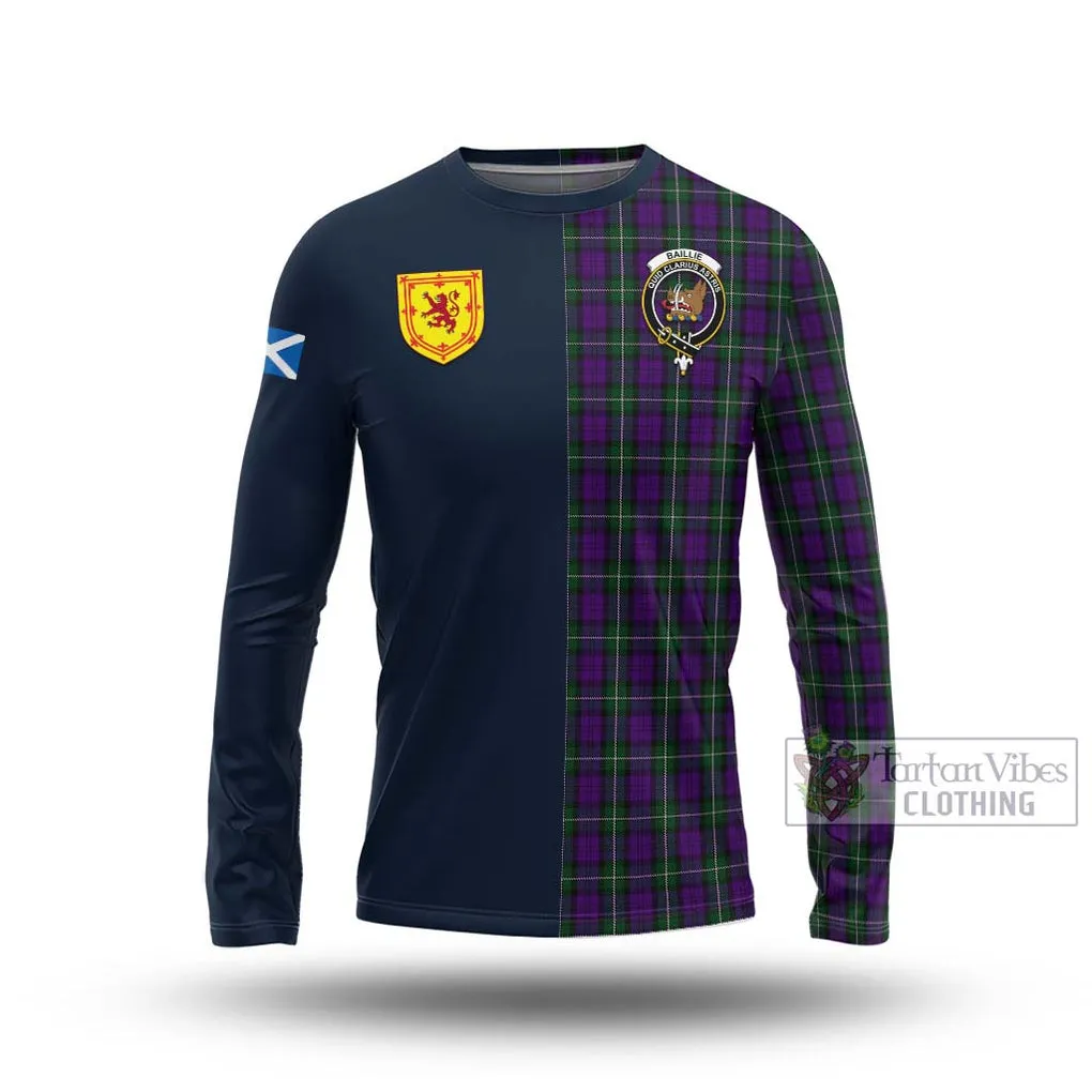 Baillie Highland Society Tartan Long Sleeve T-Shirt Alba with Scottish Lion Royal Arm Half Style