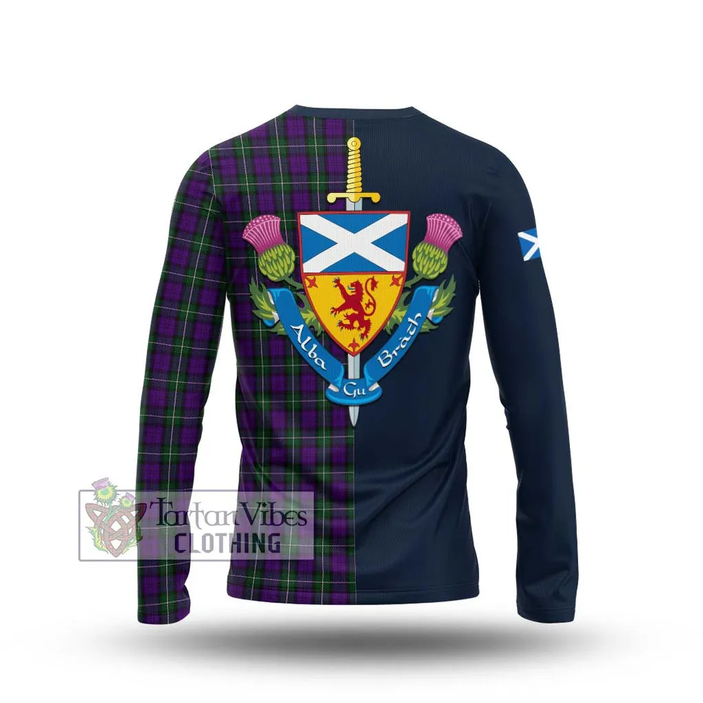 Baillie Highland Society Tartan Long Sleeve T-Shirt Alba with Scottish Lion Royal Arm Half Style