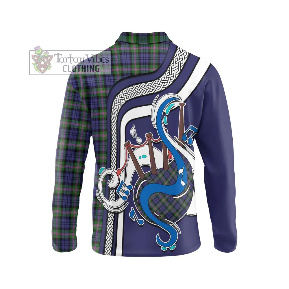 Baird Modern Tartan Long Sleeve Polo Shirt with Epic Bagpipe Style