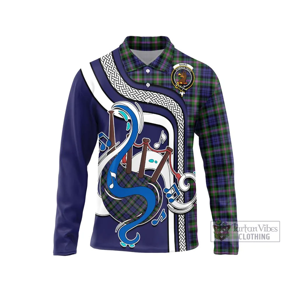 Baird Modern Tartan Long Sleeve Polo Shirt with Epic Bagpipe Style