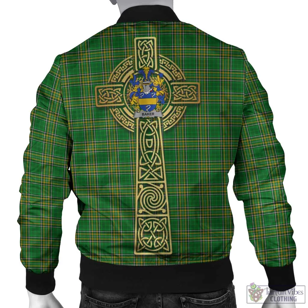 Baker Irish Clan Tartan Bomber Jacket with Coat of Arms Celtic Tree of Life Style