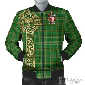 Barrett Irish Clan Tartan Bomber Jacket with Coat of Arms Celtic Tree of Life Style