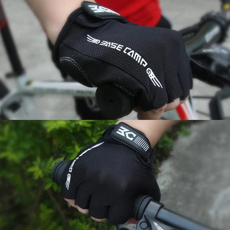 BaseCamp BC-204 Bicycle Half Finger Gloves Lycra Fabric Cycling Gloves, Size: L(Black)