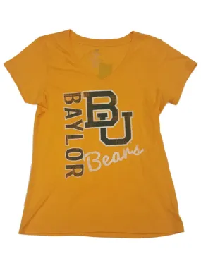 Baylor Bears Colosseum WOMENS Yellow Semi-Faded Logo SS V-Neck T-Shirt (M)