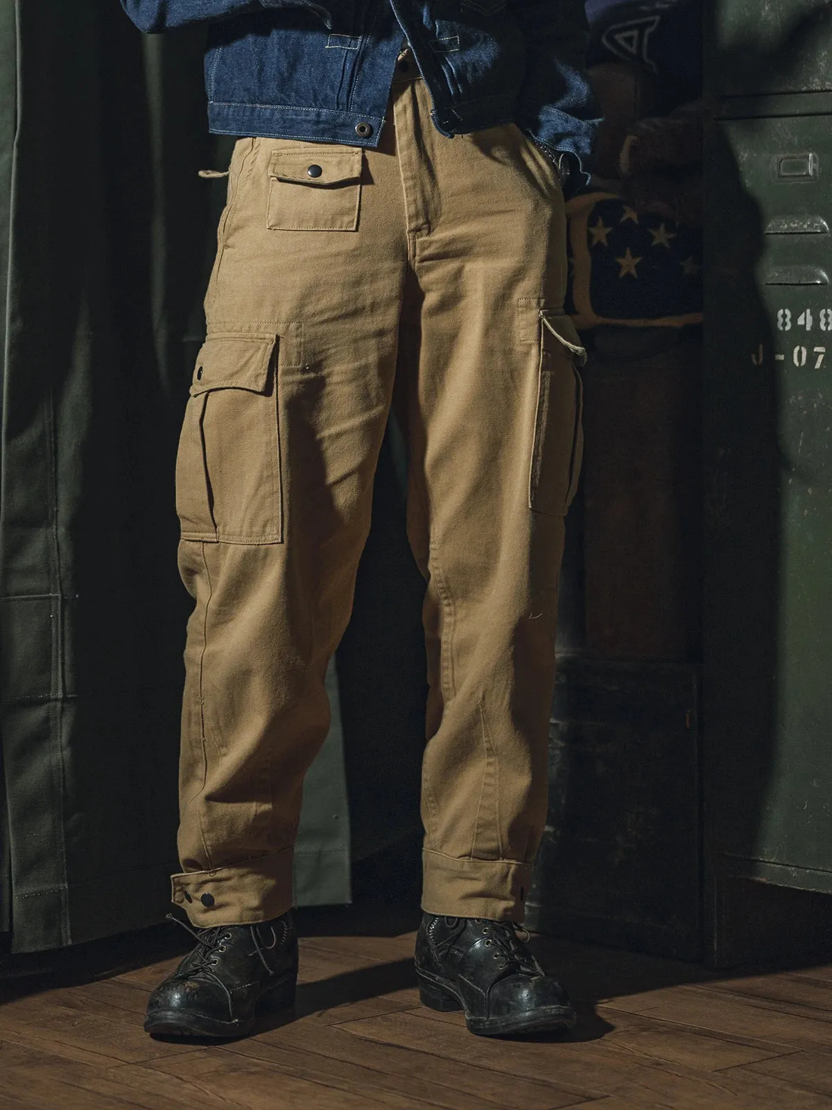 Belgian M64 Mod Khaki High Rise Motorcycle Cargo Pants