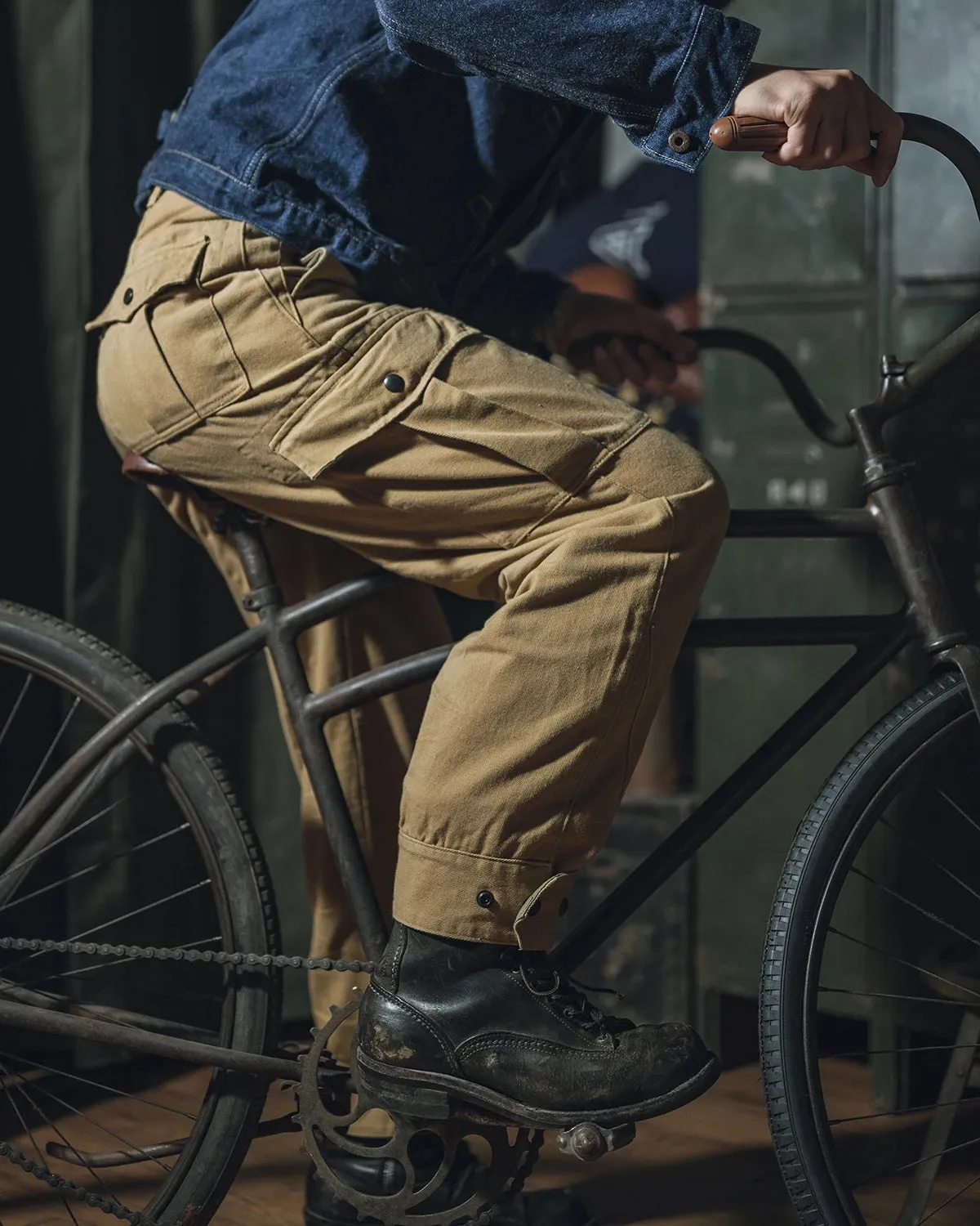 Belgian M64 Mod Khaki High Rise Motorcycle Cargo Pants