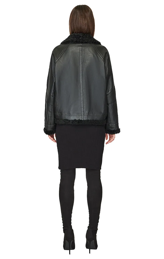 Black Nappa Shearling Jacket -Extra Small