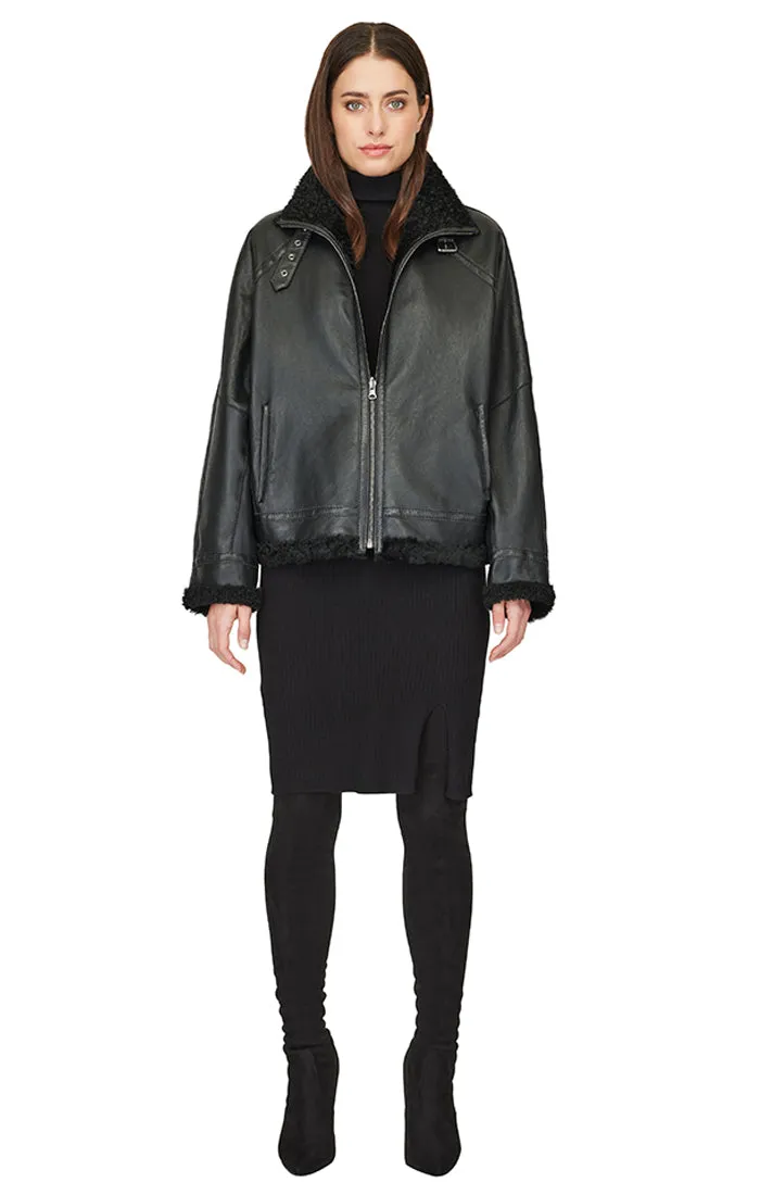 Black Nappa Shearling Jacket -Extra Small