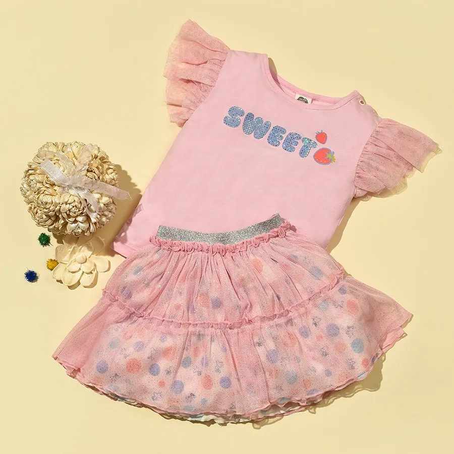 Bloom Pink Top & Skirt Co-Ord Set