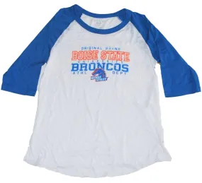 Boise State Broncos Blue 84 Womens White Blue 1/2 Sleeve Translucent T-Shirt (L)