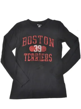 Boston Terriers Champion Women Black Dazzled Logo Long Sleeve T-Shirt (M)