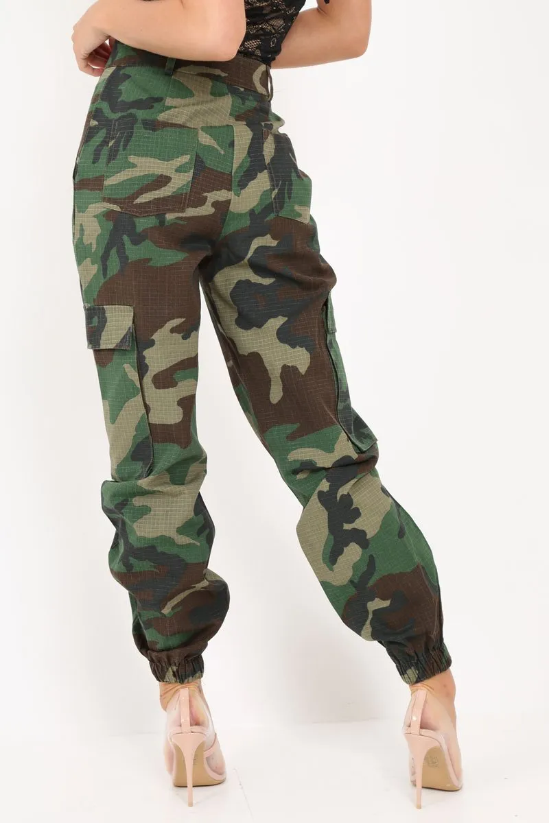 Camo Cuffed Cargo Pants - Galya