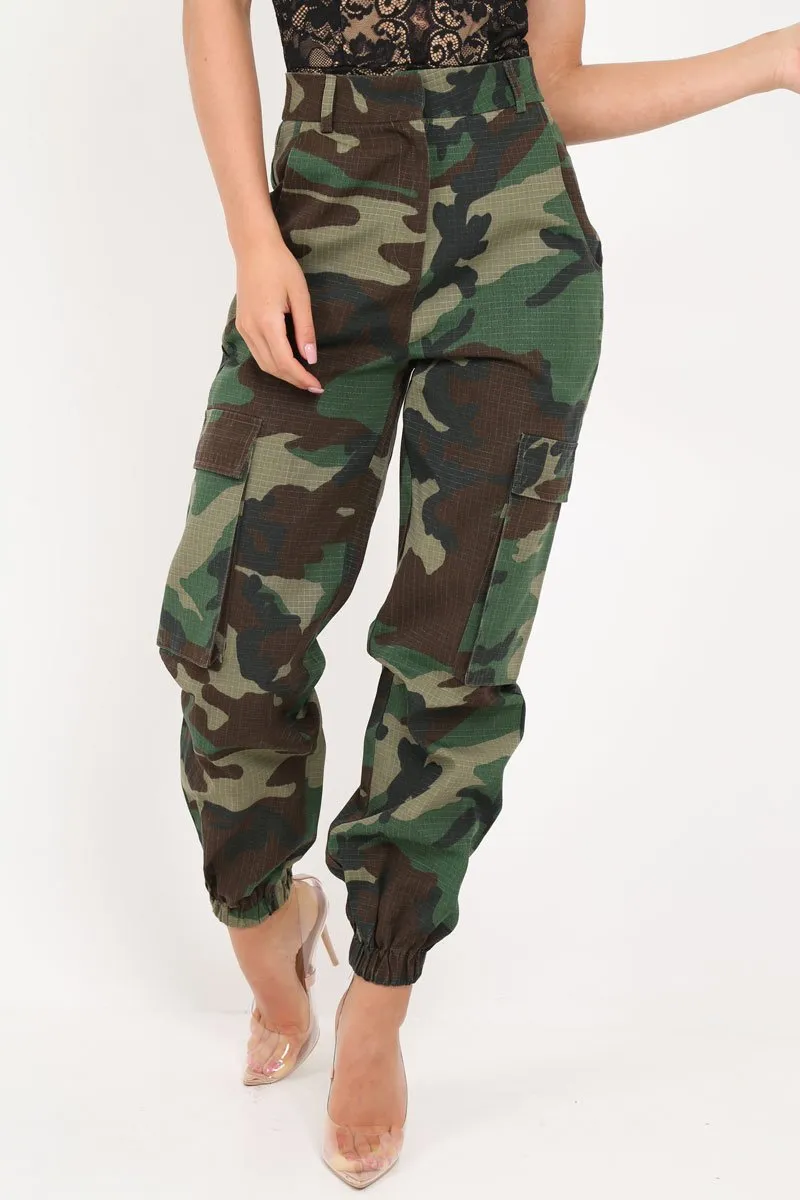 Camo Cuffed Cargo Pants - Galya