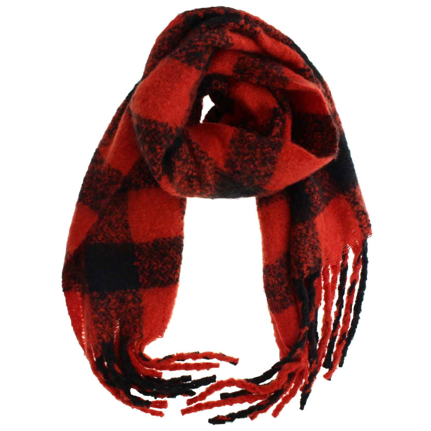 Checkered Fluffy Thick Winter Scarf