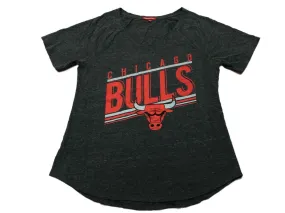 Chicago Bulls NBA Mitchell & Ness WOMEN Charcoal Short Sleeve V-Neck T-Shirt (M)