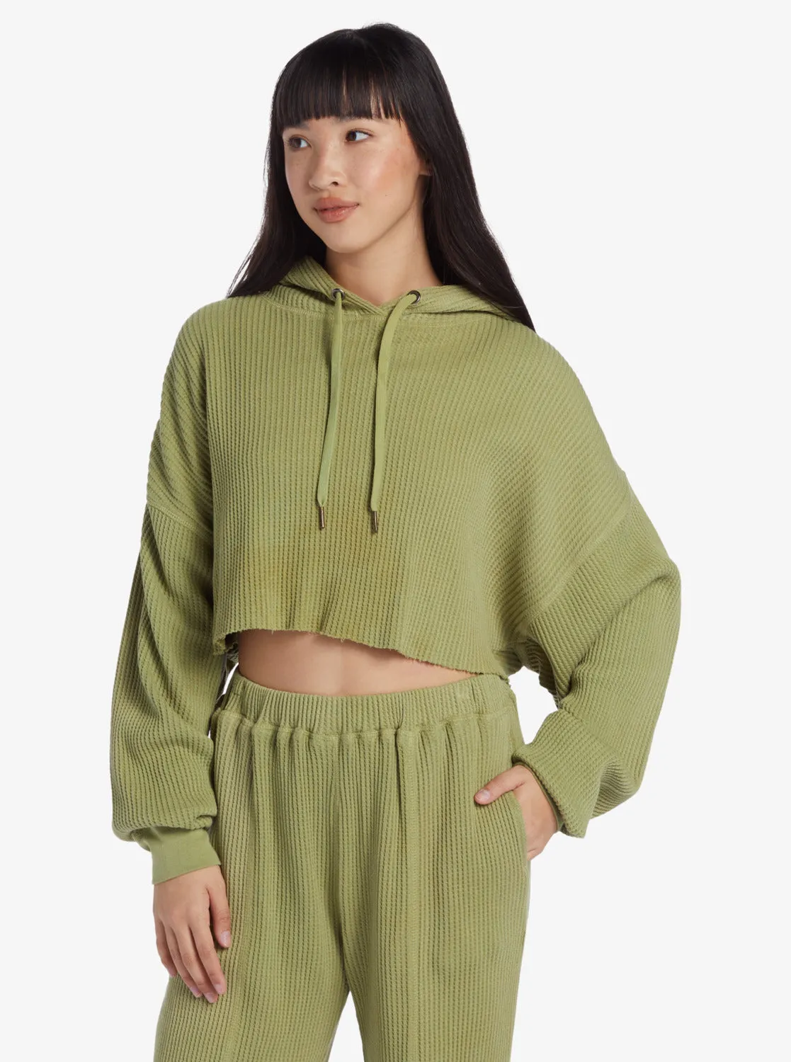 Chloe Kim Off Duty Crop Hoodie - Iguana