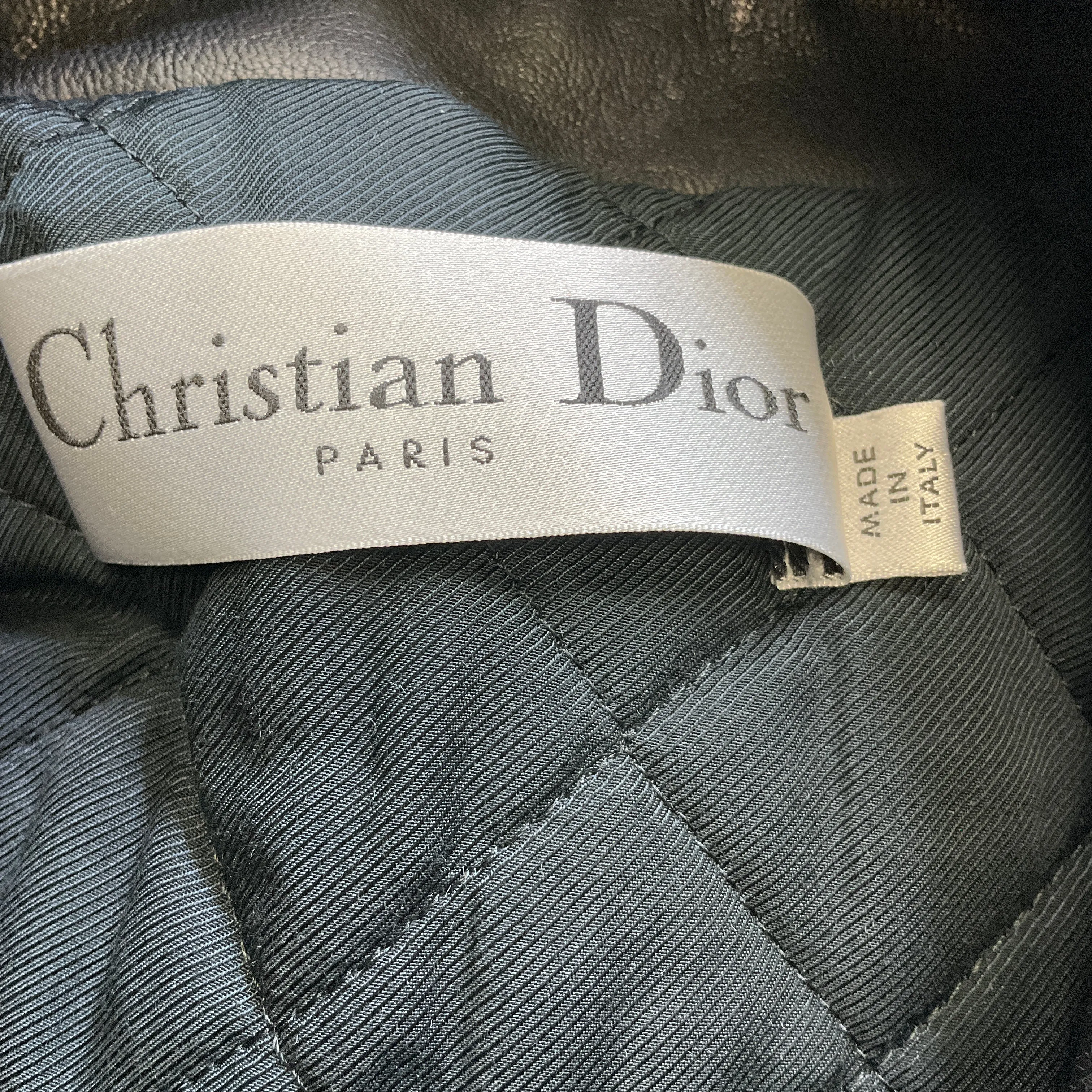 Christian Dior Black Shearling and Lambskin Leather Bomber Jacket