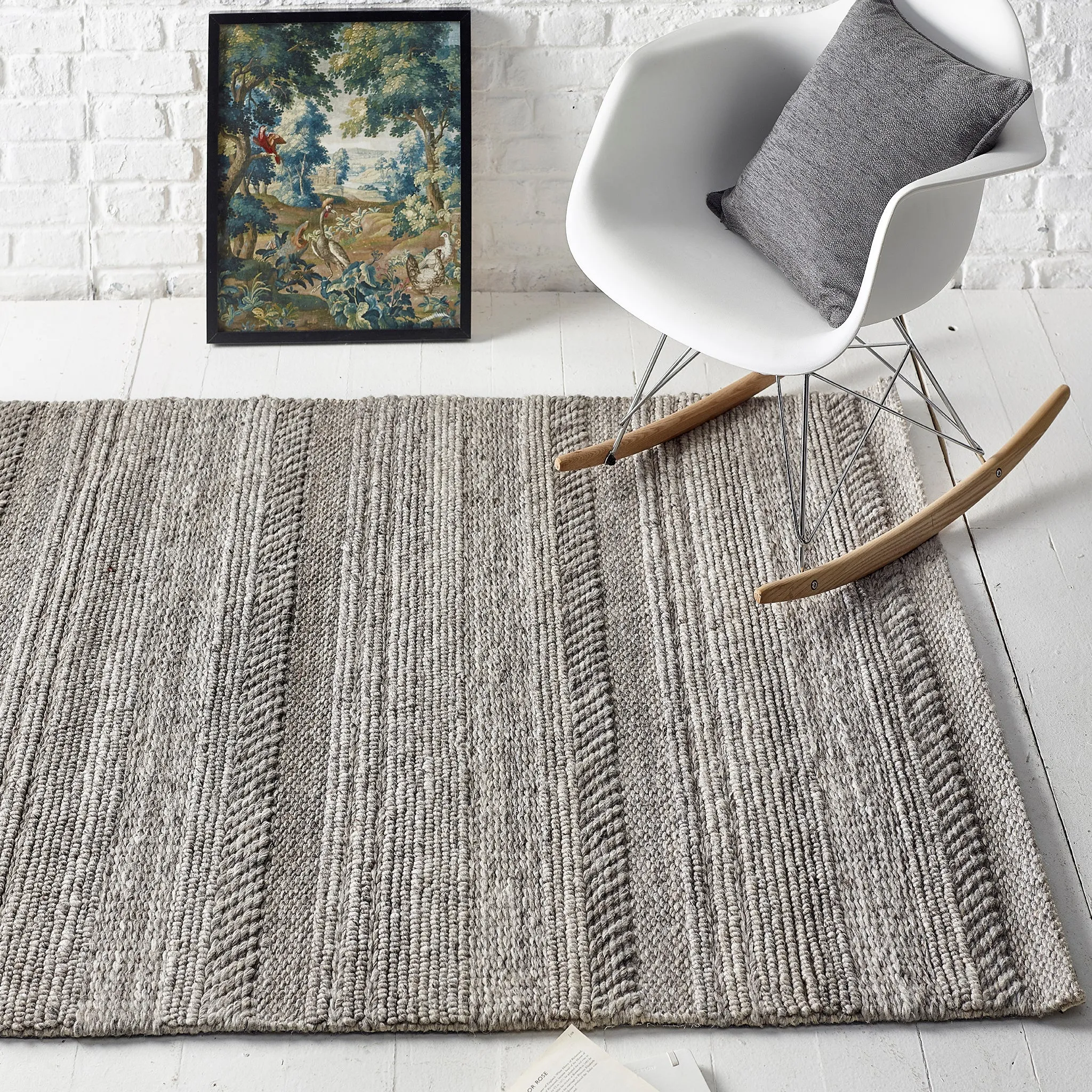 Chunky Knit Rug Grey/Natural