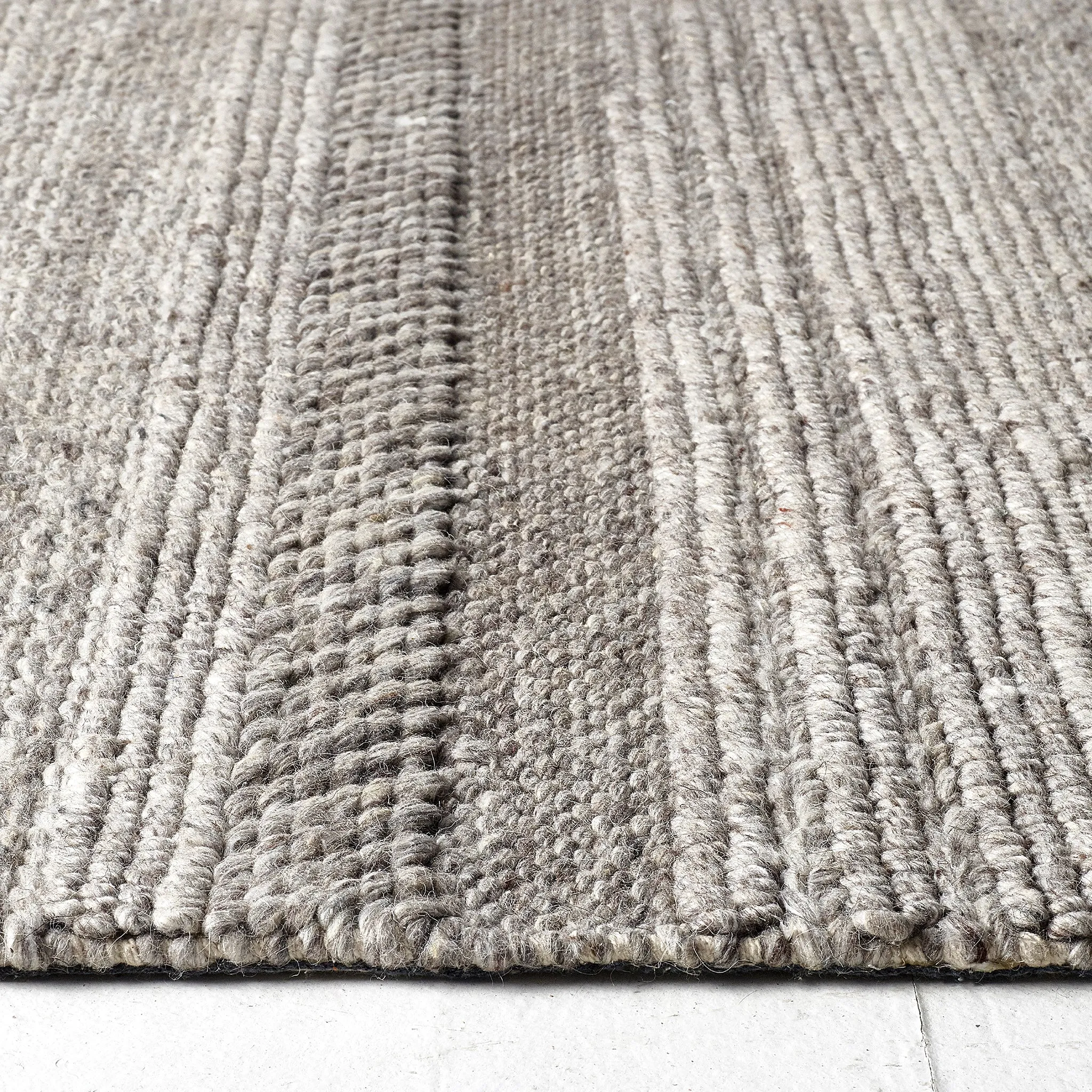 Chunky Knit Rug Grey/Natural