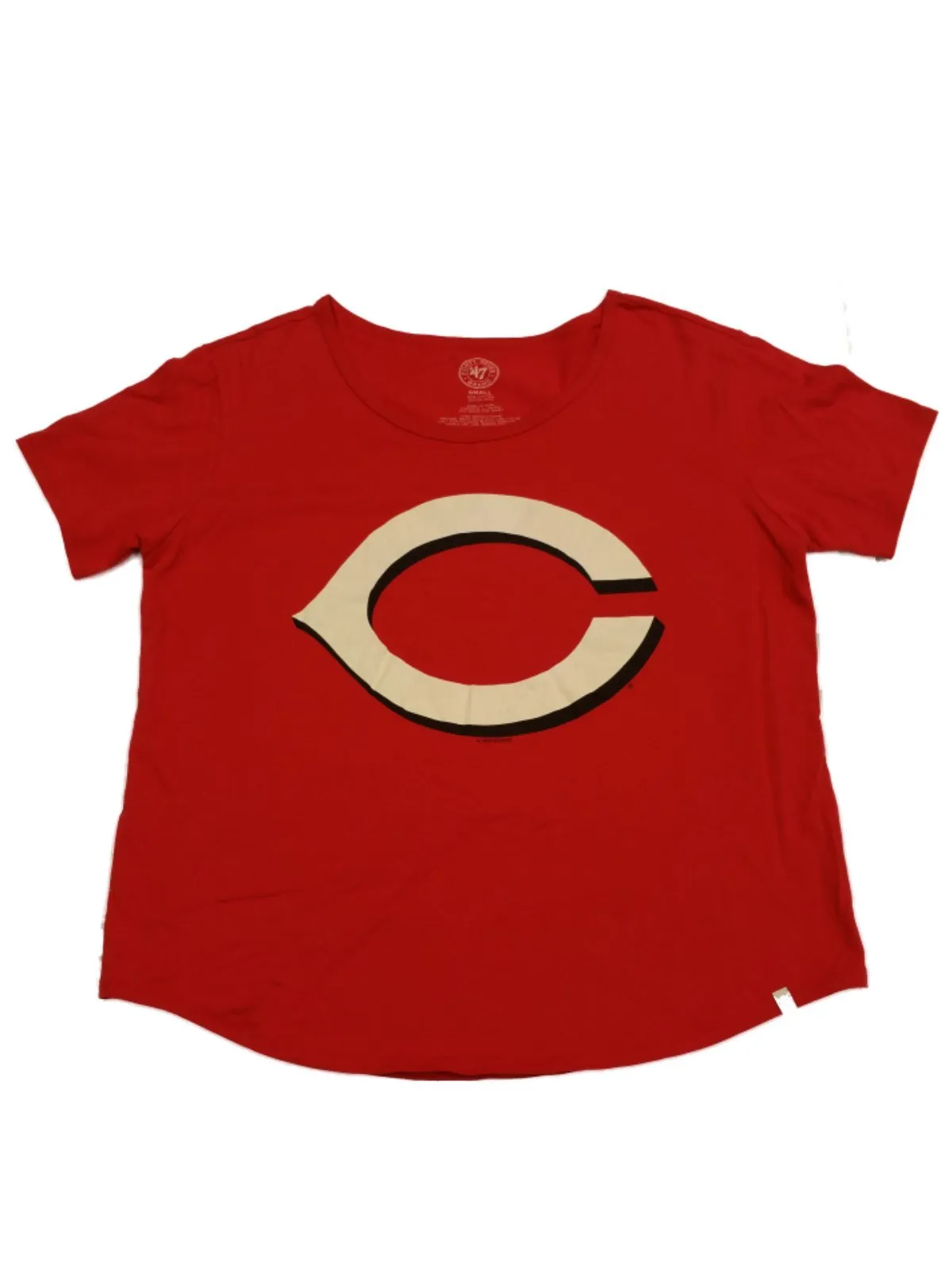 Cincinnati Reds 47 Brand WOMEN Red Ivory Large Logo Short Sleeve T-Shirt (S)