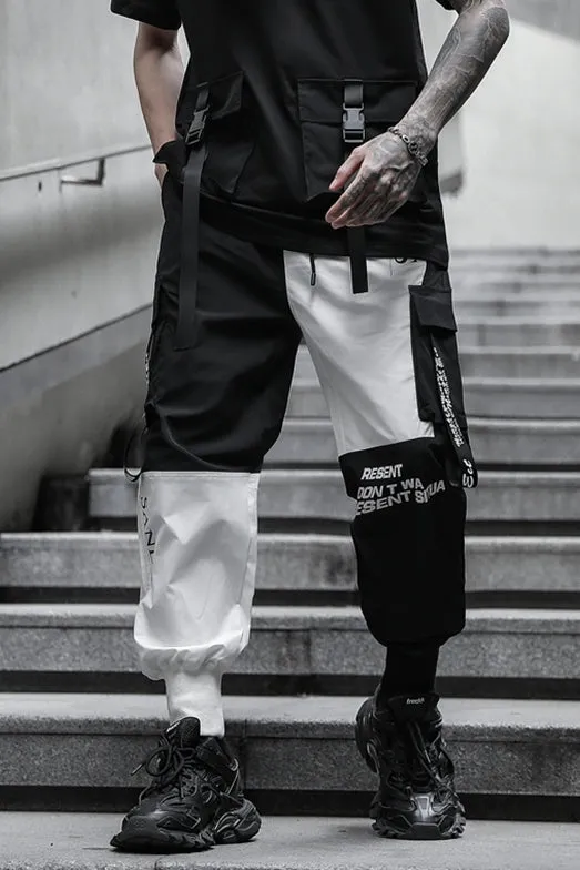 Color Block Monochrome Printed Men Cargo Pants