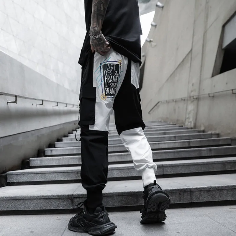 Color Block Monochrome Printed Men Cargo Pants