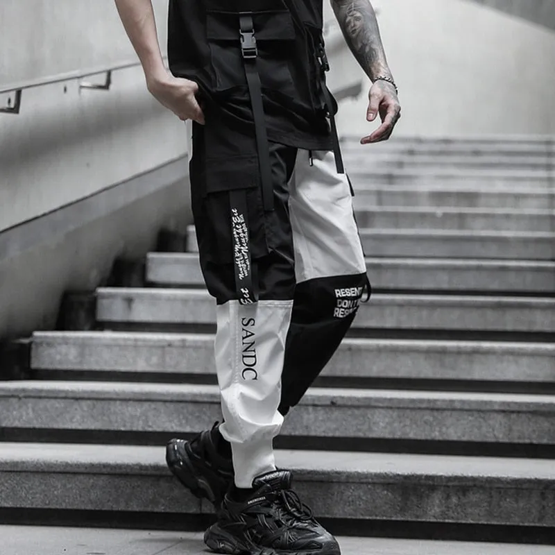 Color Block Monochrome Printed Men Cargo Pants