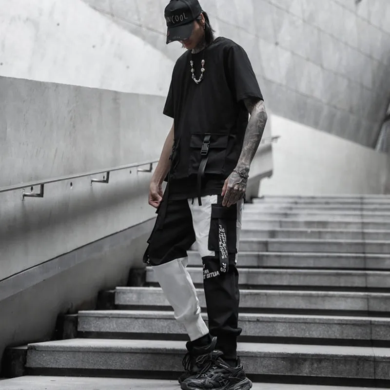 Color Block Monochrome Printed Men Cargo Pants