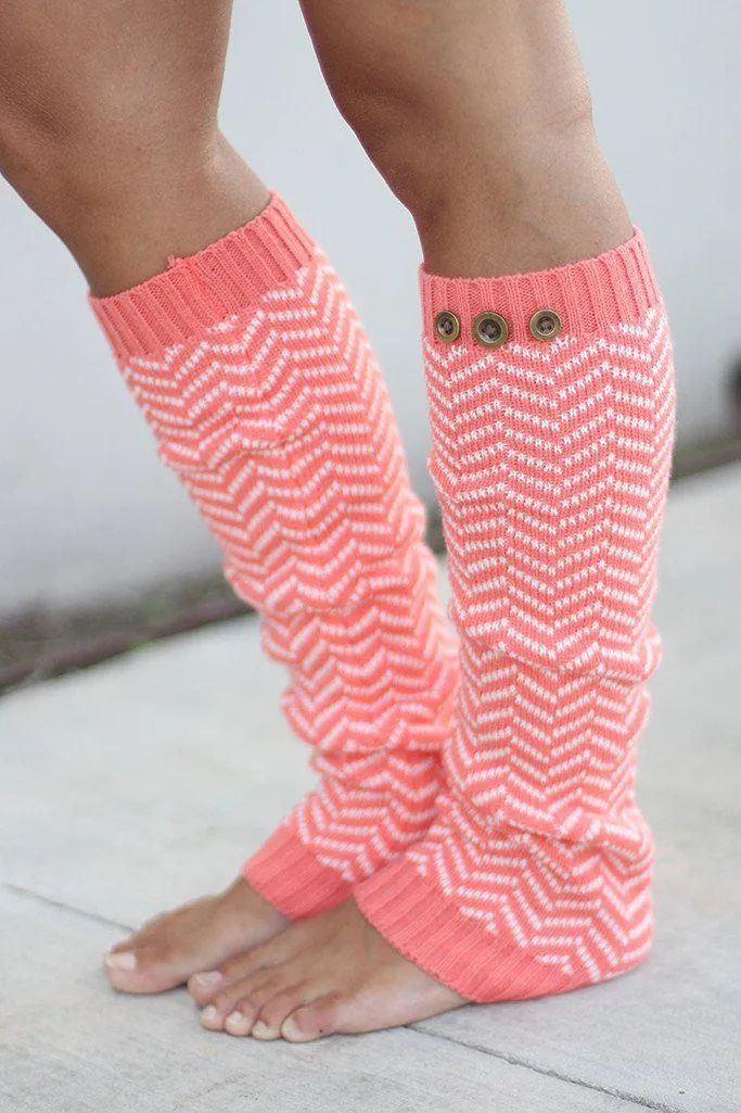 Coral Chevron Leg Warmers