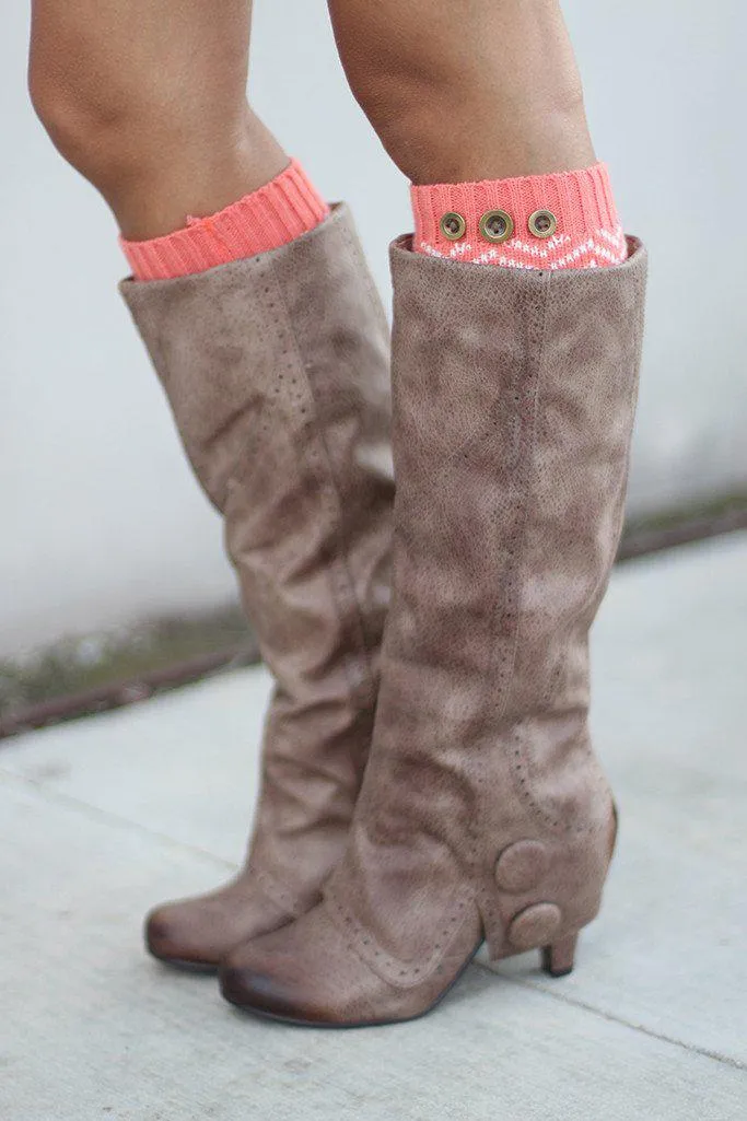 Coral Chevron Leg Warmers