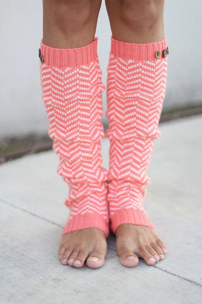 Coral Chevron Leg Warmers