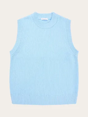 Crew neck cotton mix vest - Airy Blue