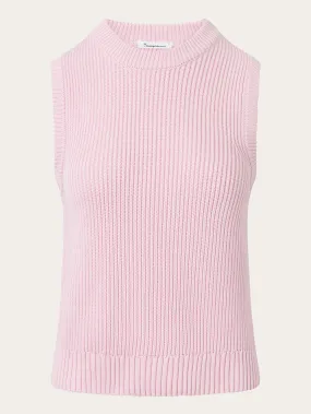 Crew neck cotton mix vest - Parfait Pink