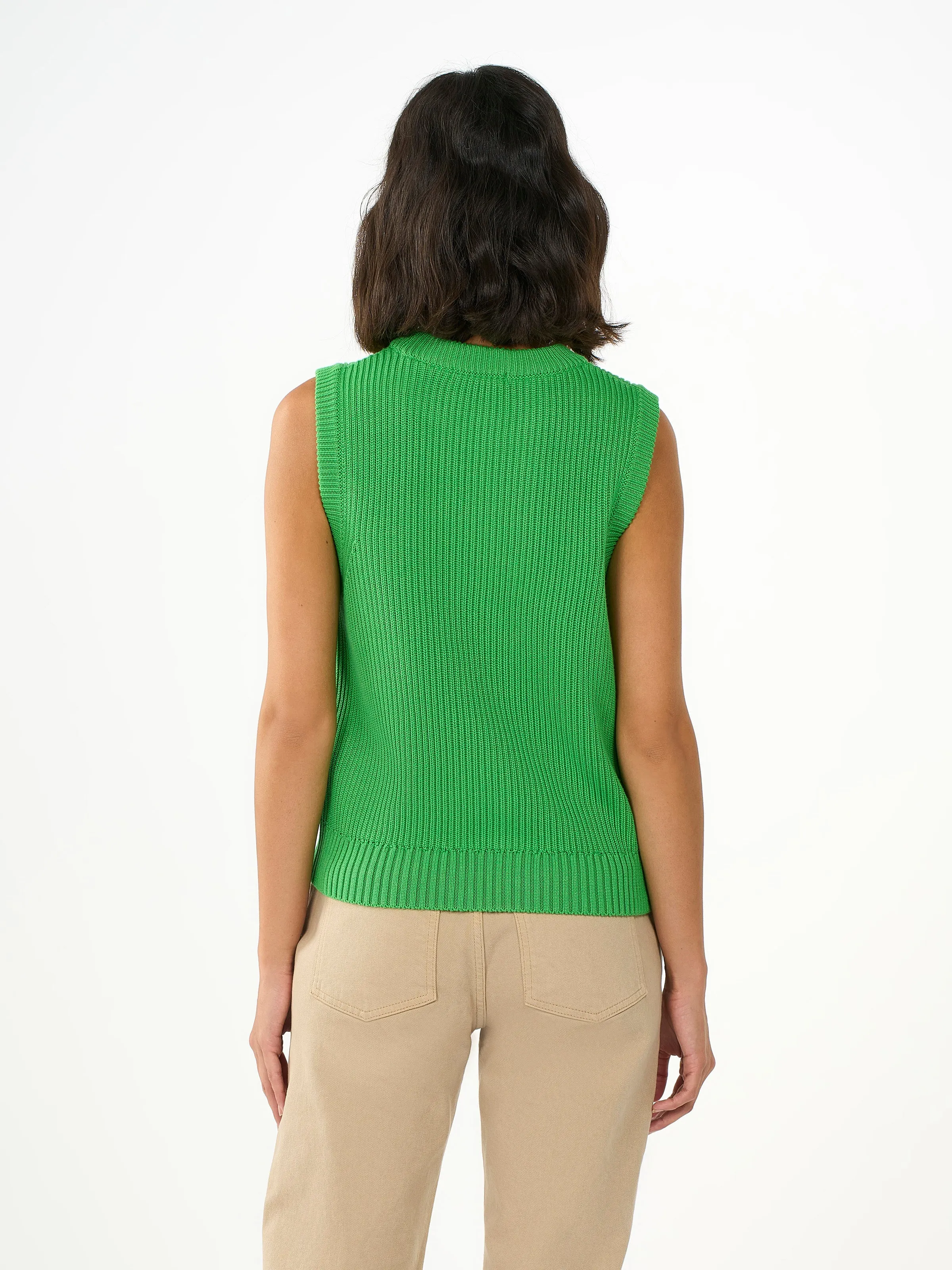 Crew neck cotton mix vest - Vibrant Green