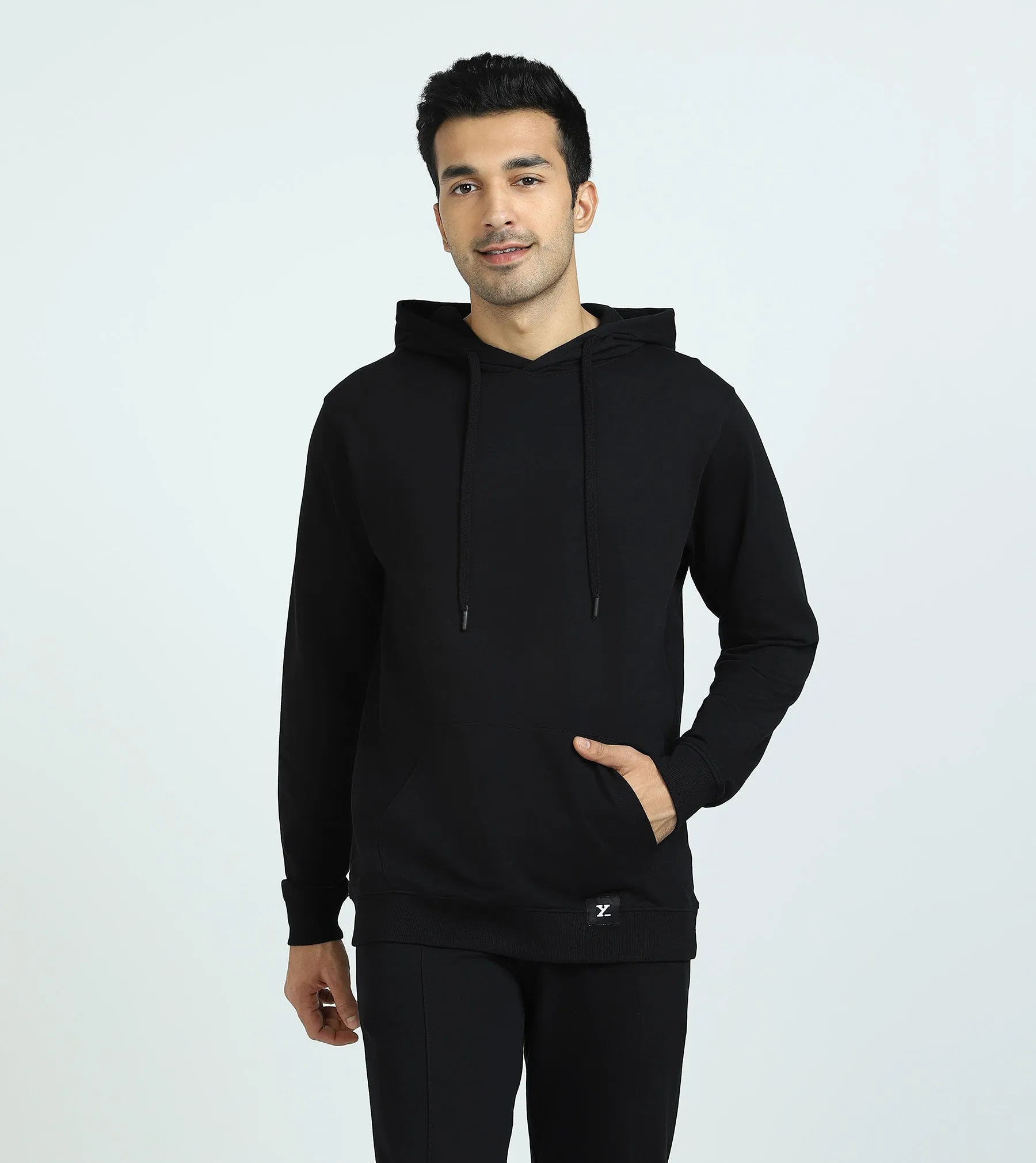 Cruze French Terry Cotton Hoodie and Joggers Co-Ord Set Pitch Black