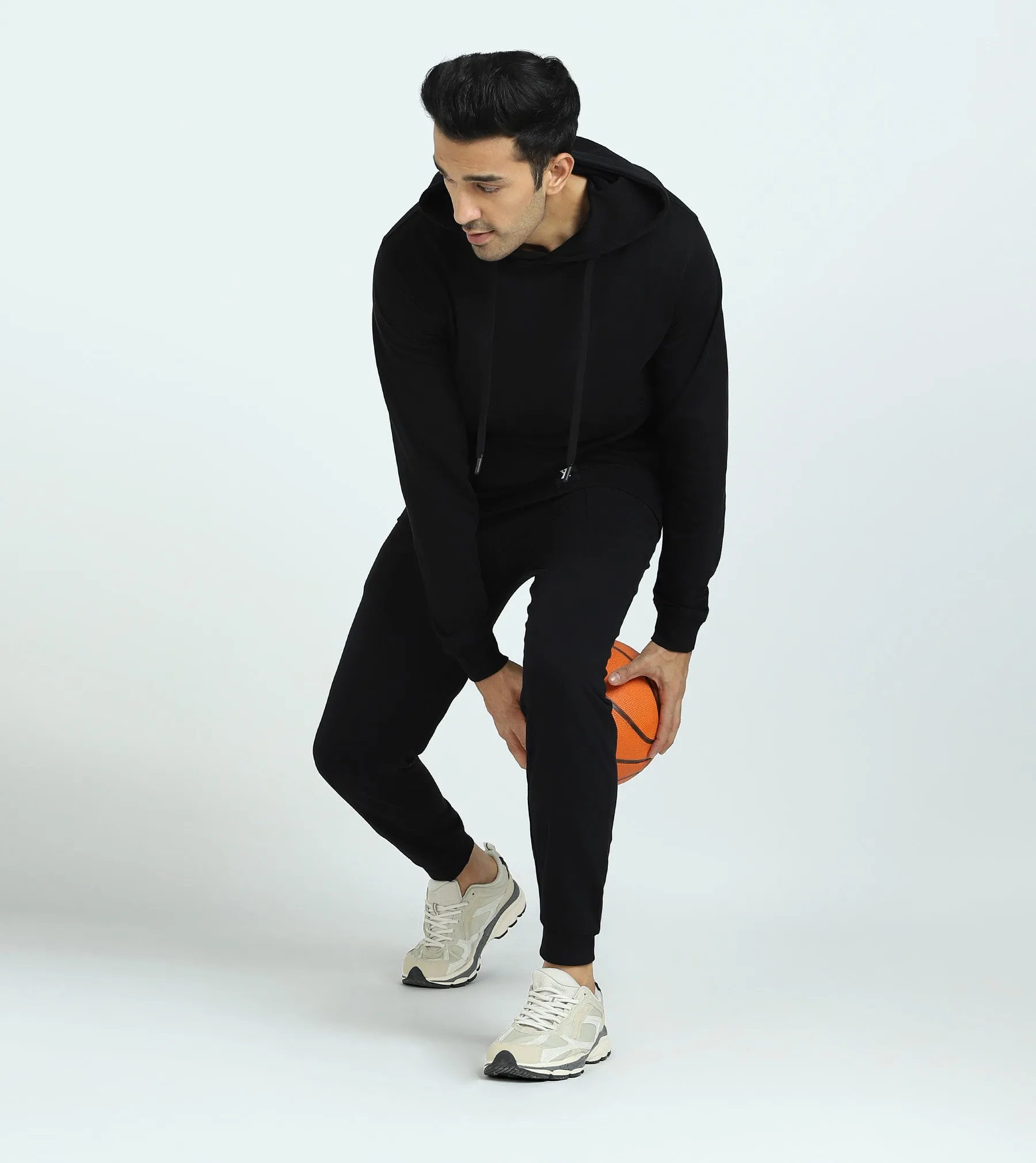 Cruze French Terry Cotton Hoodie and Joggers Co-Ord Set Pitch Black