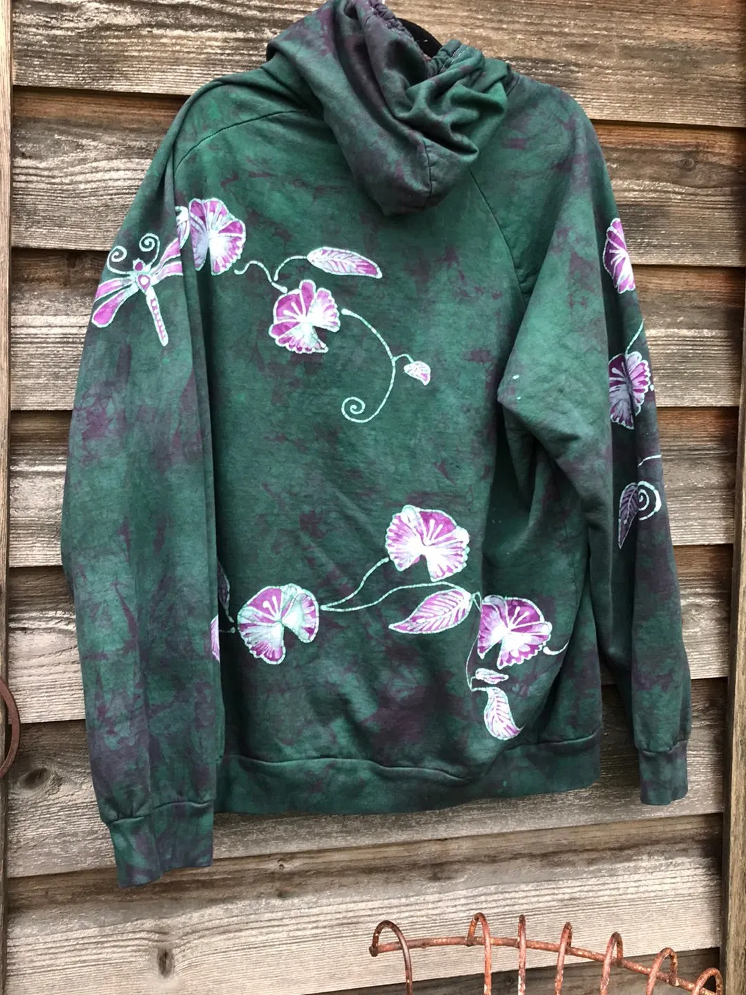 Dragonfly Hyacinth Pullover Batik Hoodie in Organic Cotton - Handmade Oversize in 3X