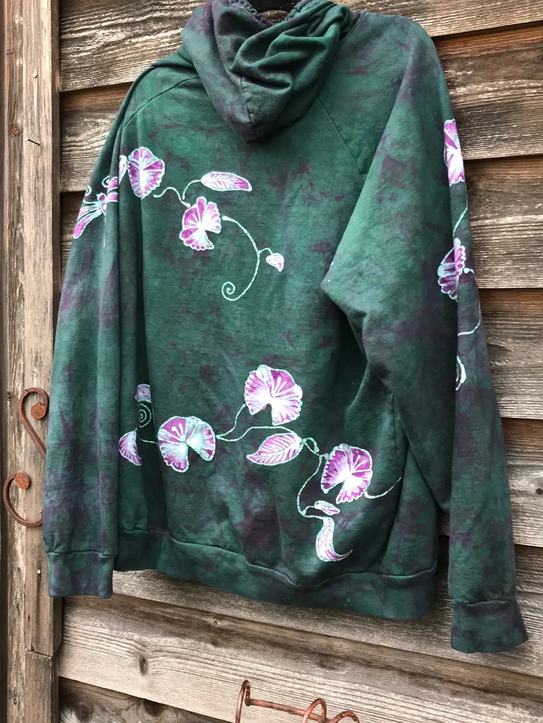 Dragonfly Hyacinth Pullover Batik Hoodie in Organic Cotton - Handmade Oversize in 3X