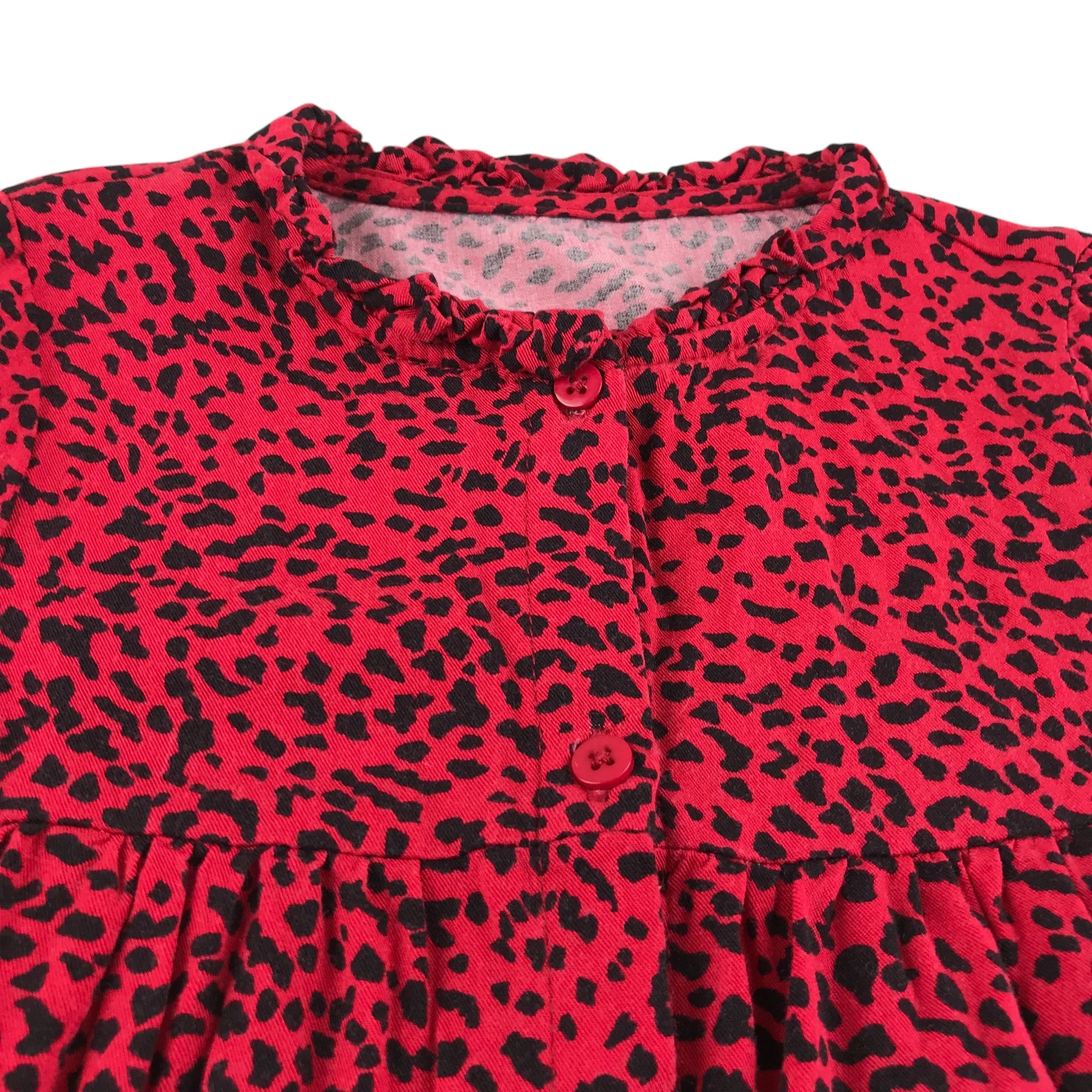 Dunnes dress 5-6 years red with black animal print