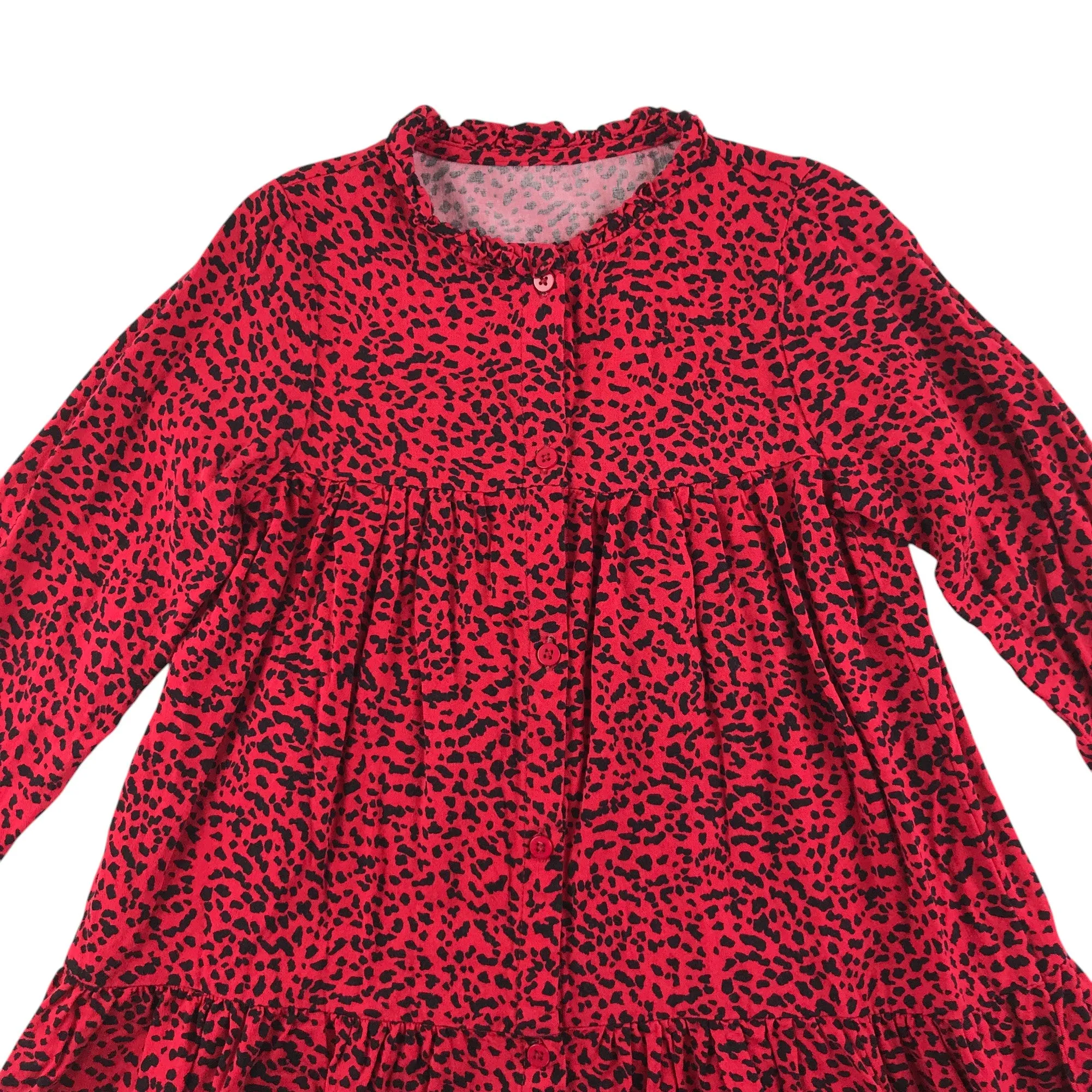 Dunnes dress 5-6 years red with black animal print