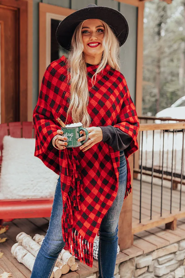 Fall In Vermont Buffalo Check Poncho In Red