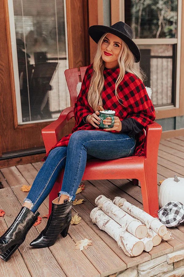 Fall In Vermont Buffalo Check Poncho In Red