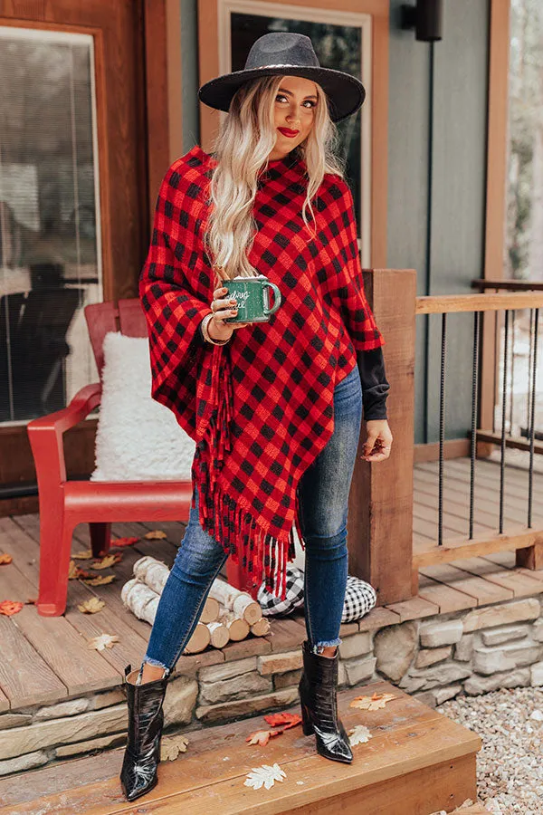 Fall In Vermont Buffalo Check Poncho In Red