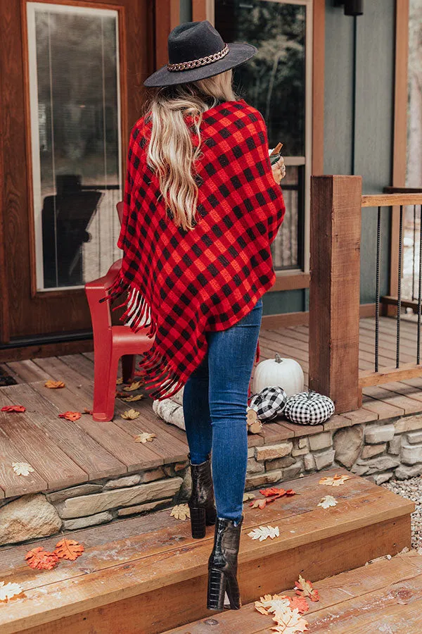 Fall In Vermont Buffalo Check Poncho In Red