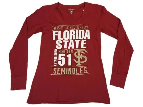 Florida State Seminoles Champion WOMEN Red Long Sleeve V-Neck T-Shirt (M)