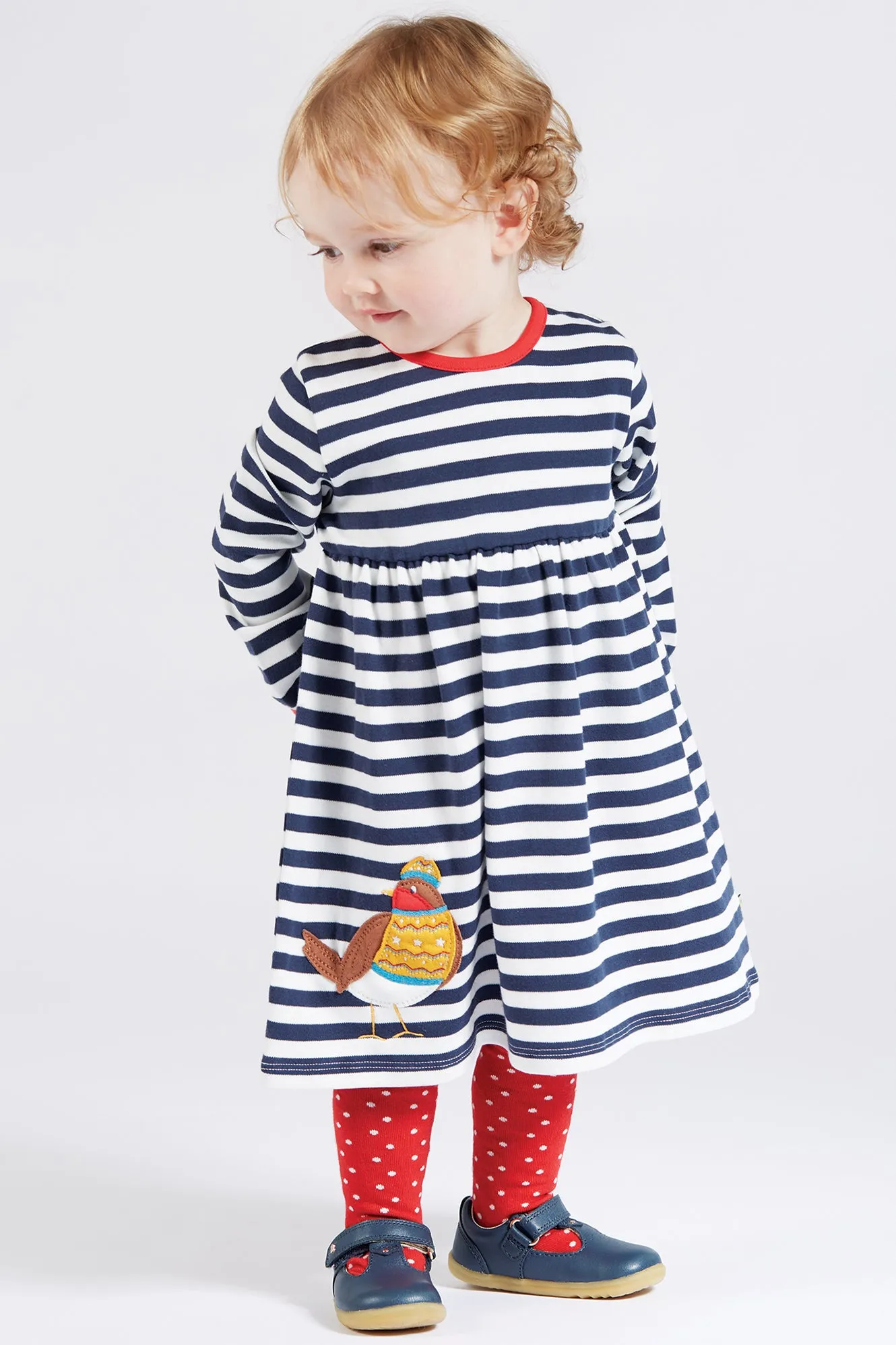 Frugi Dea Dress Indigo Stripe Robin