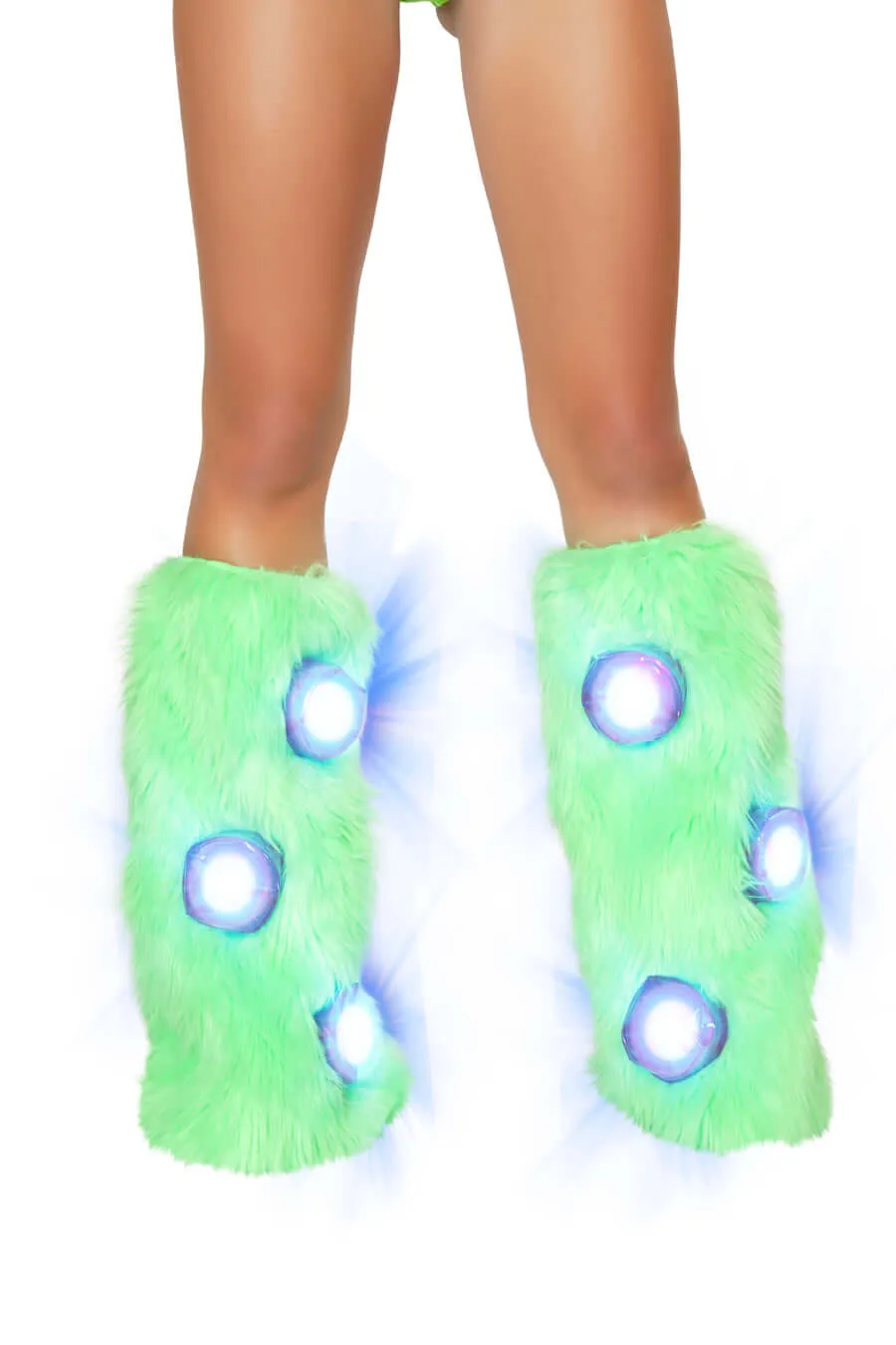 Furry Light Up lime Legwarmers