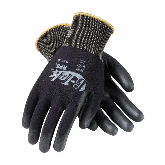 G-Tek NPB2 Heavy Weight Extra Thick Polyurethane Coated Grip Glove, Box of 12 Pairs