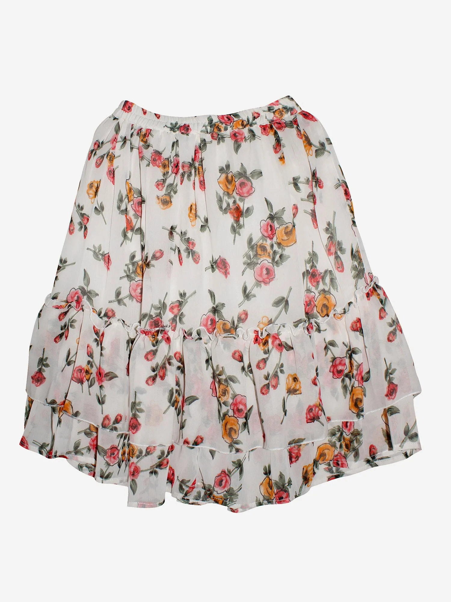 Girls Printed Georgette Skirt with Frill Layer